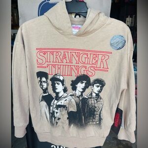 Stranger Things Beige Graphic Hoodie for Kids